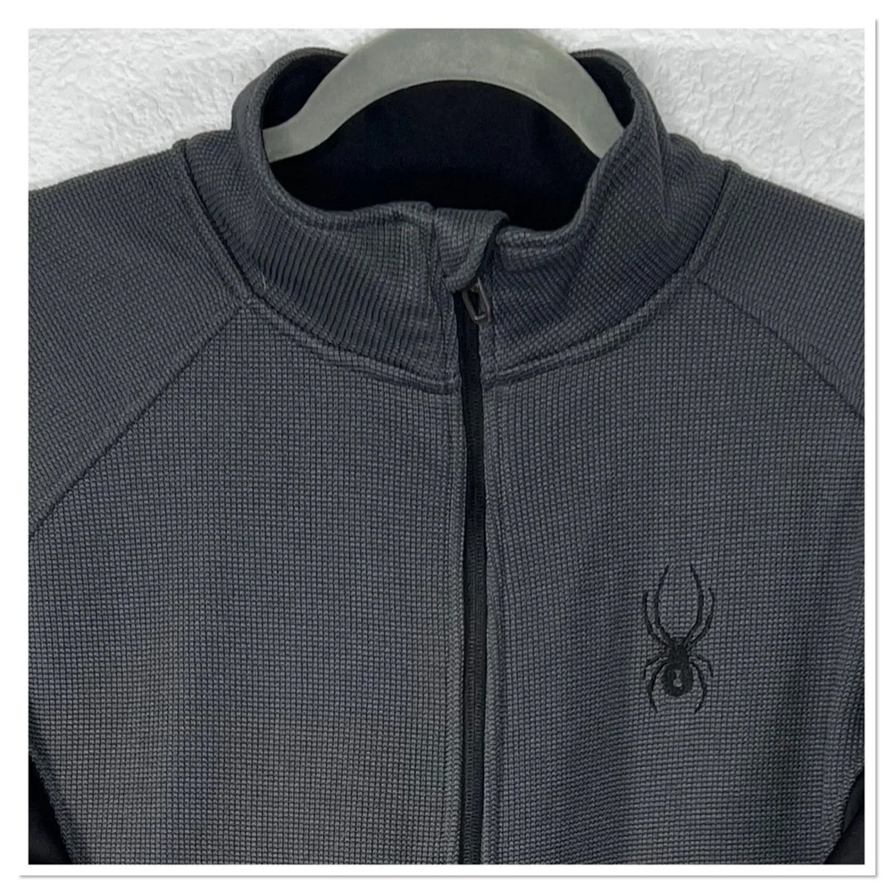 Spyder Full Zip Mens Lightweight Jacket Sz L Black Gray and Black 100% Polyester